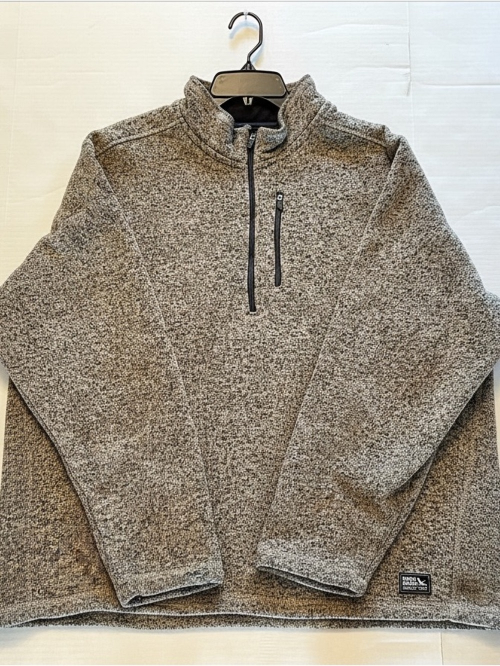 Eddie Bauer Men’s 3XL Quarter Zip Pullover Sweater Fleece Heather Gray Pocket
